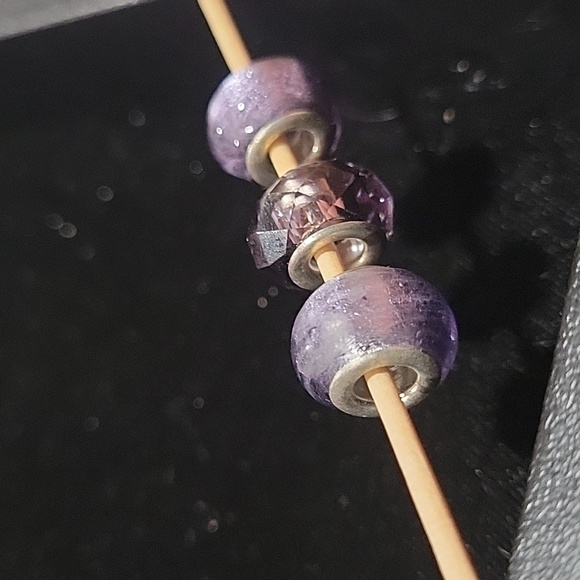 Set of 3 GLASS beads/charms. 925 silver - Picture 2 of 6